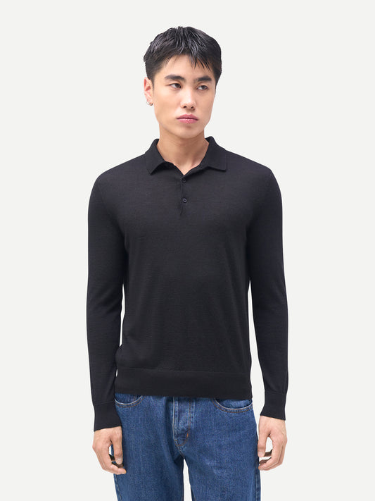 Herren Klassisches Polo-Shirt mit langen Ärmeln