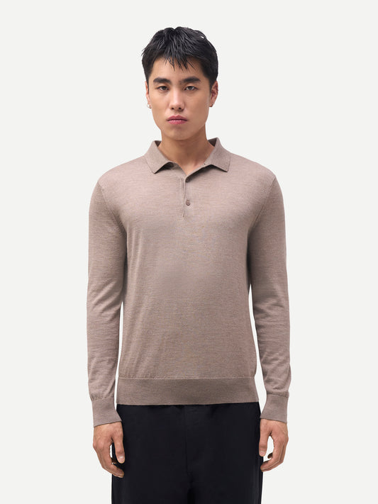 Herren Klassisches Polo-Shirt mit langen Ärmeln