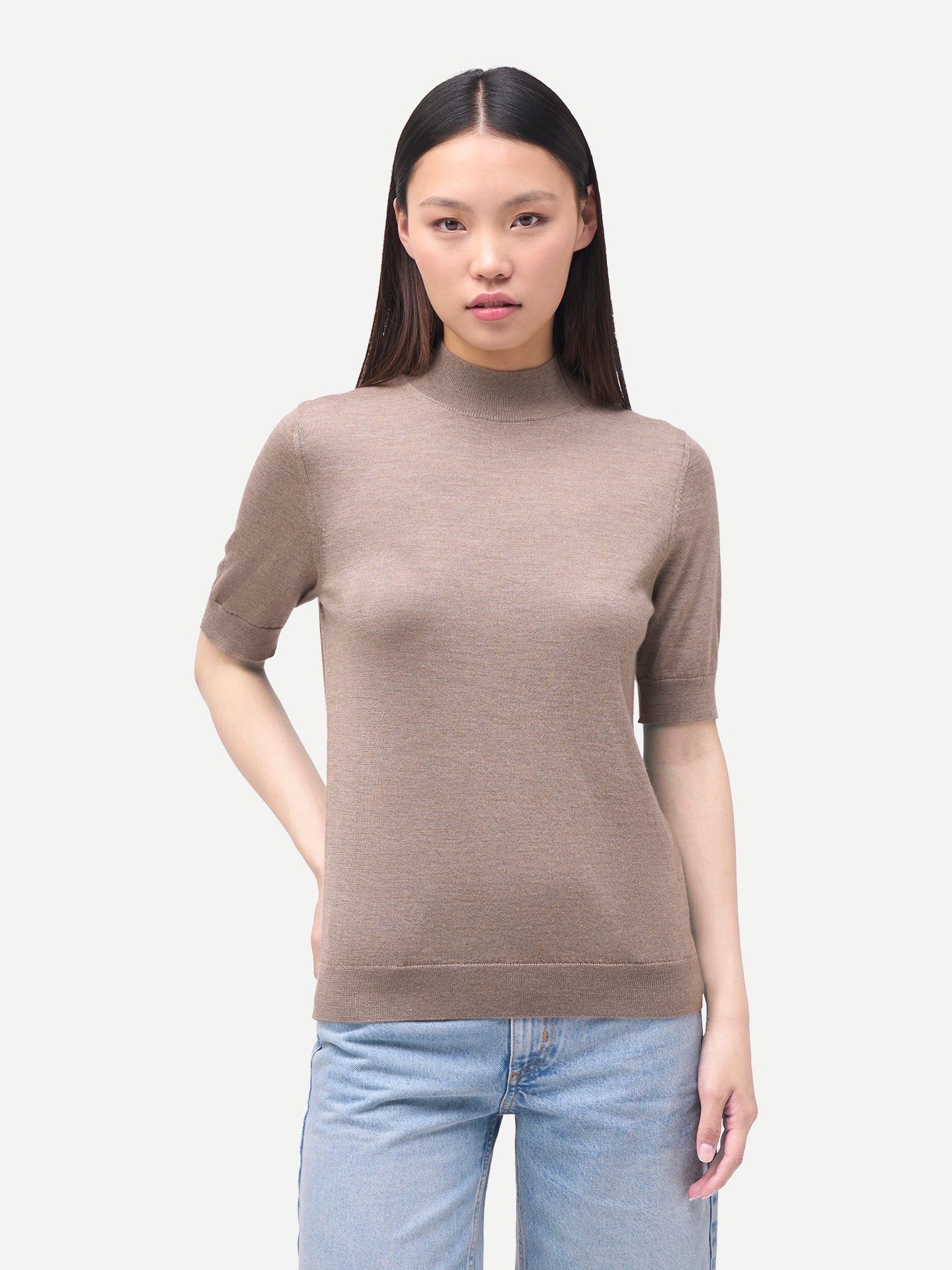 Kaschmir-Seiden-Shirt mit Stehkragen