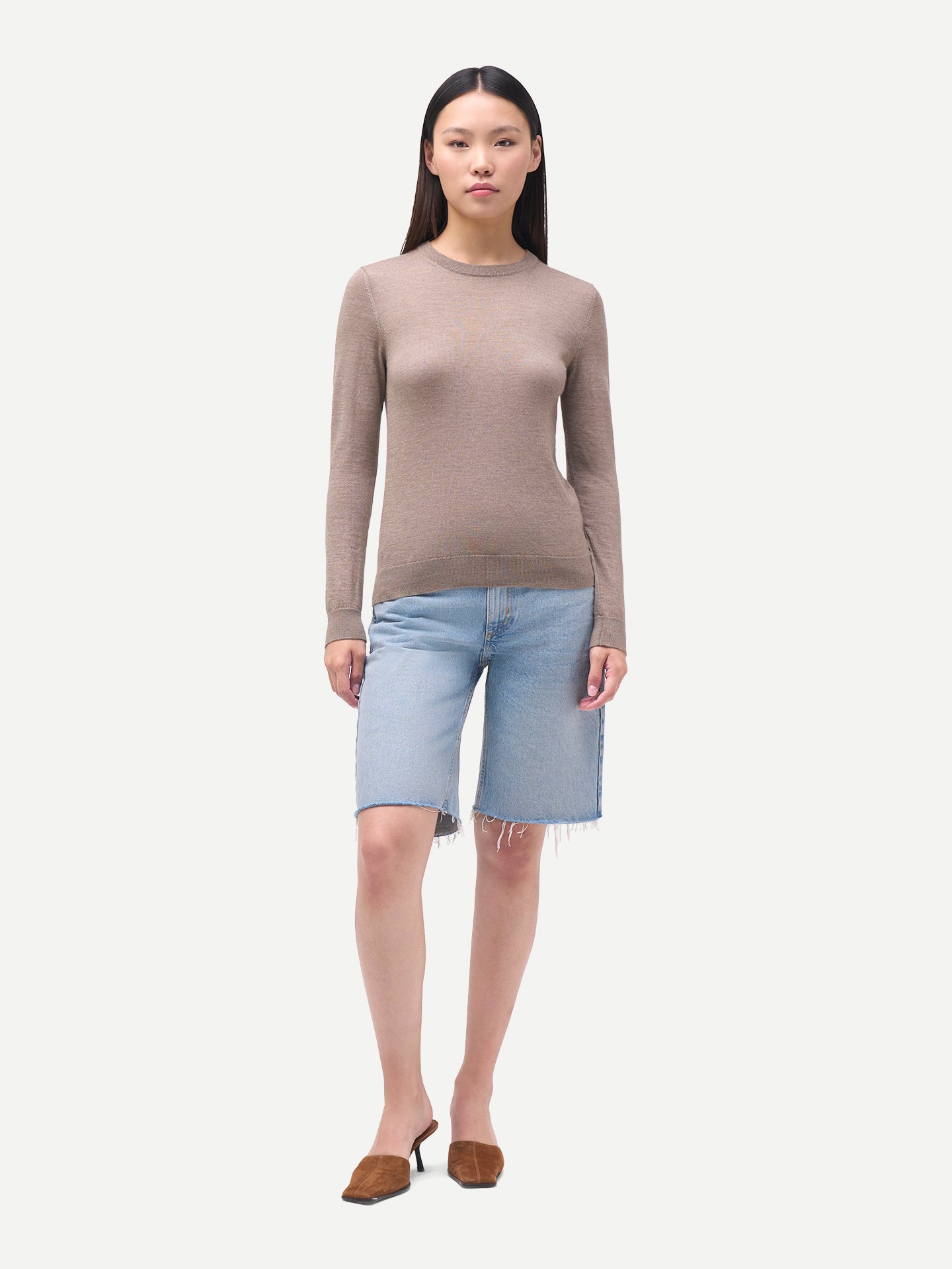 Damen Kaschmirpullover mit Rundhalsausschnitt