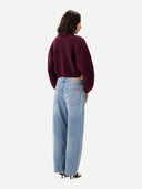 Kaschmir-Pullover mit ovalen Ärmeln in Cropped-Länge Burgundy - Gobi Cashmere