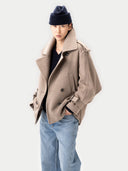 Kaschmir Peacoat im Trench-Stil Taupe - Gobi Cashmere