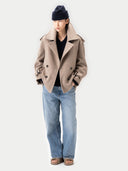 Kaschmir Peacoat im Trench-Stil Taupe - Gobi Cashmere