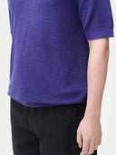 Poloshirt mit offenem Kragen aus Kaschmir-Seide Skipper Blue - Gobi Cashmere