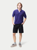 Poloshirt mit offenem Kragen aus Kaschmir-Seide Skipper Blue - Gobi Cashmere
