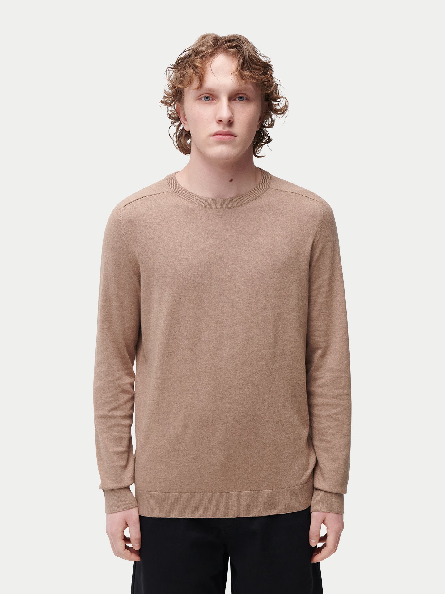 Pullover mit R-Ausschnitt aus Baumwoll-Seiden-Kaschmir-Mischung