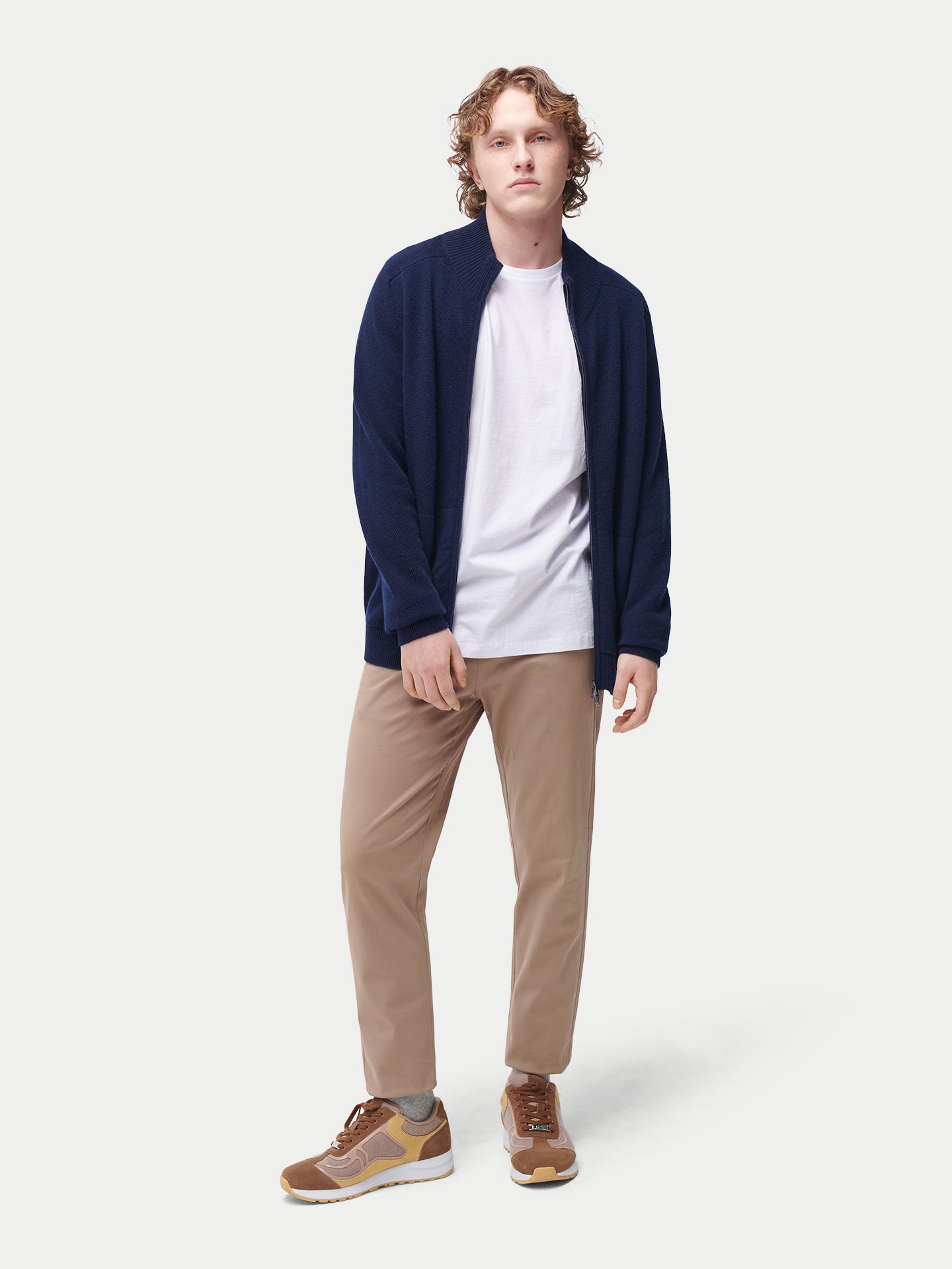 Kaschmir Strickjacke mit hohem Kragen und Reißverschluss