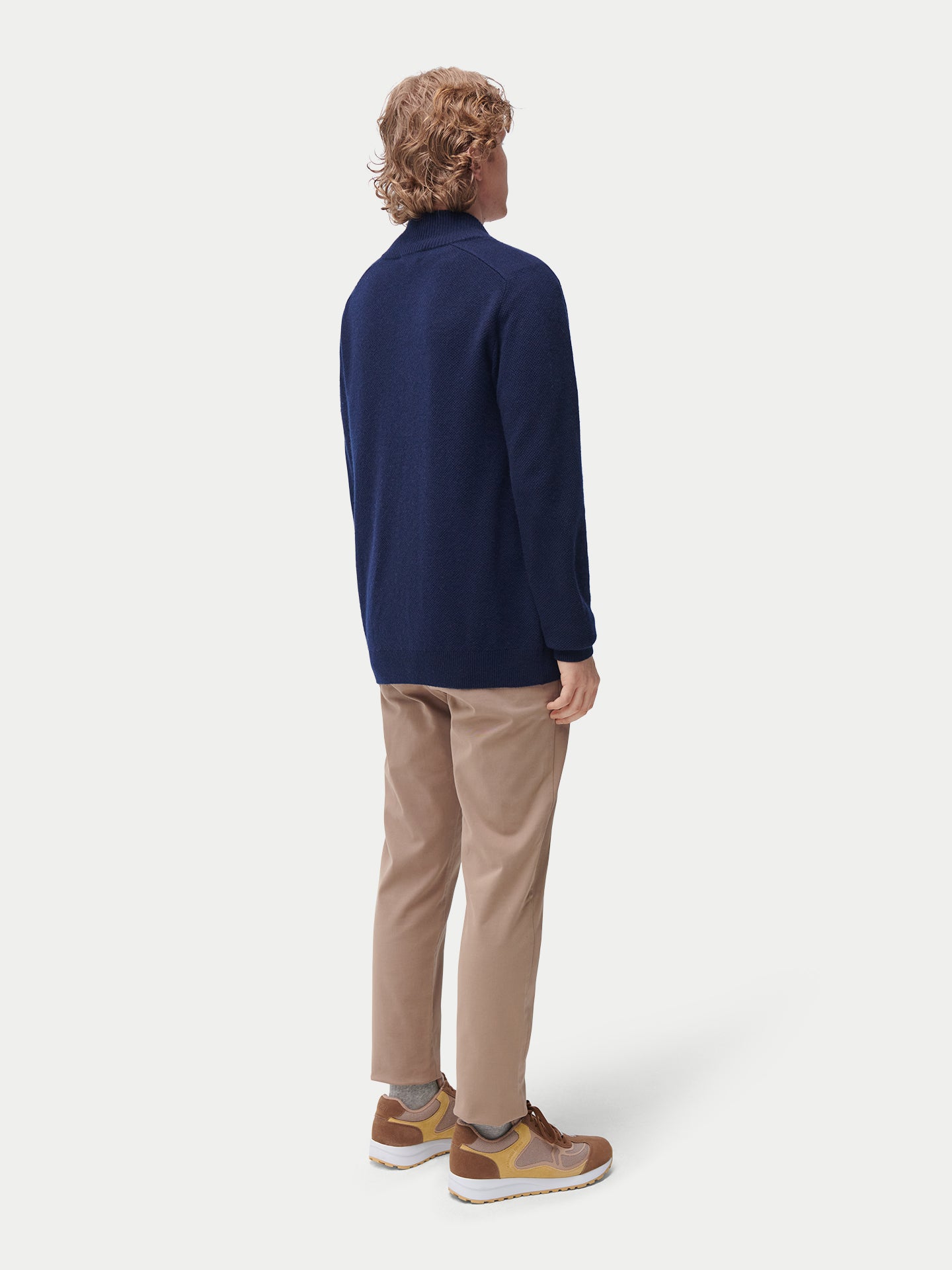 Kaschmir Strickjacke mit hohem Kragen und Reißverschluss