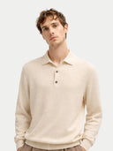 Naturfarbe Basic Kaschmirpullover mit Polokragen