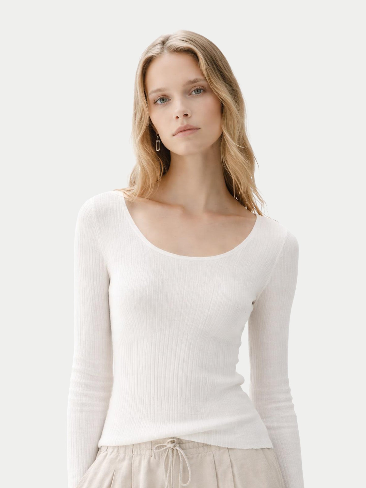 Rippenpullover aus Baumwoll-Seiden-Kaschmir-Mischung