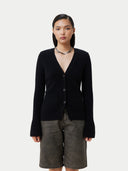 Kaschmir Strickjacke mit V-Ausschnitt schwarz - Gobi Cashmere