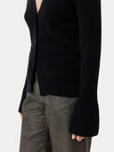 Kaschmir Strickjacke mit V-Ausschnitt schwarz - Gobi Cashmere