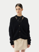 Warme, bequeme Baumwoll-Kaschmir Strickjacke | GOBI Cashmere #color_schwarz