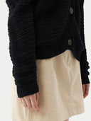 Warme, bequeme Baumwoll-Kaschmir Strickjacke | GOBI Cashmere #color_schwarz
