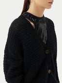 Warme, bequeme Baumwoll-Kaschmir Strickjacke | GOBI Cashmere #color_schwarz