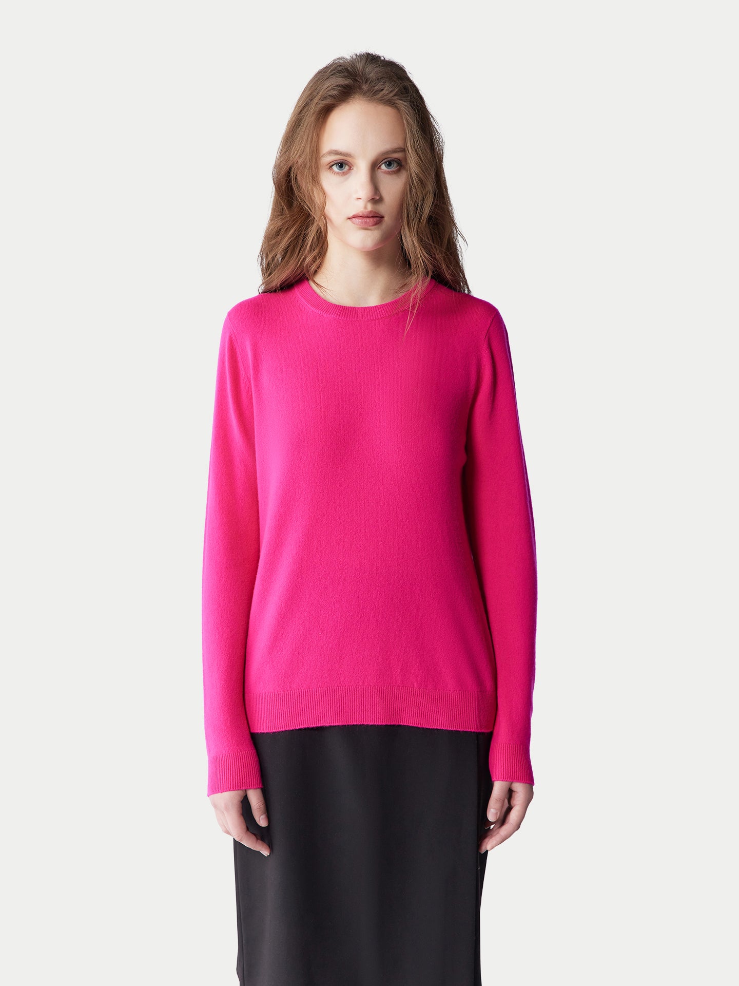 Basic R-Ausschnitt Kaschmirpullover