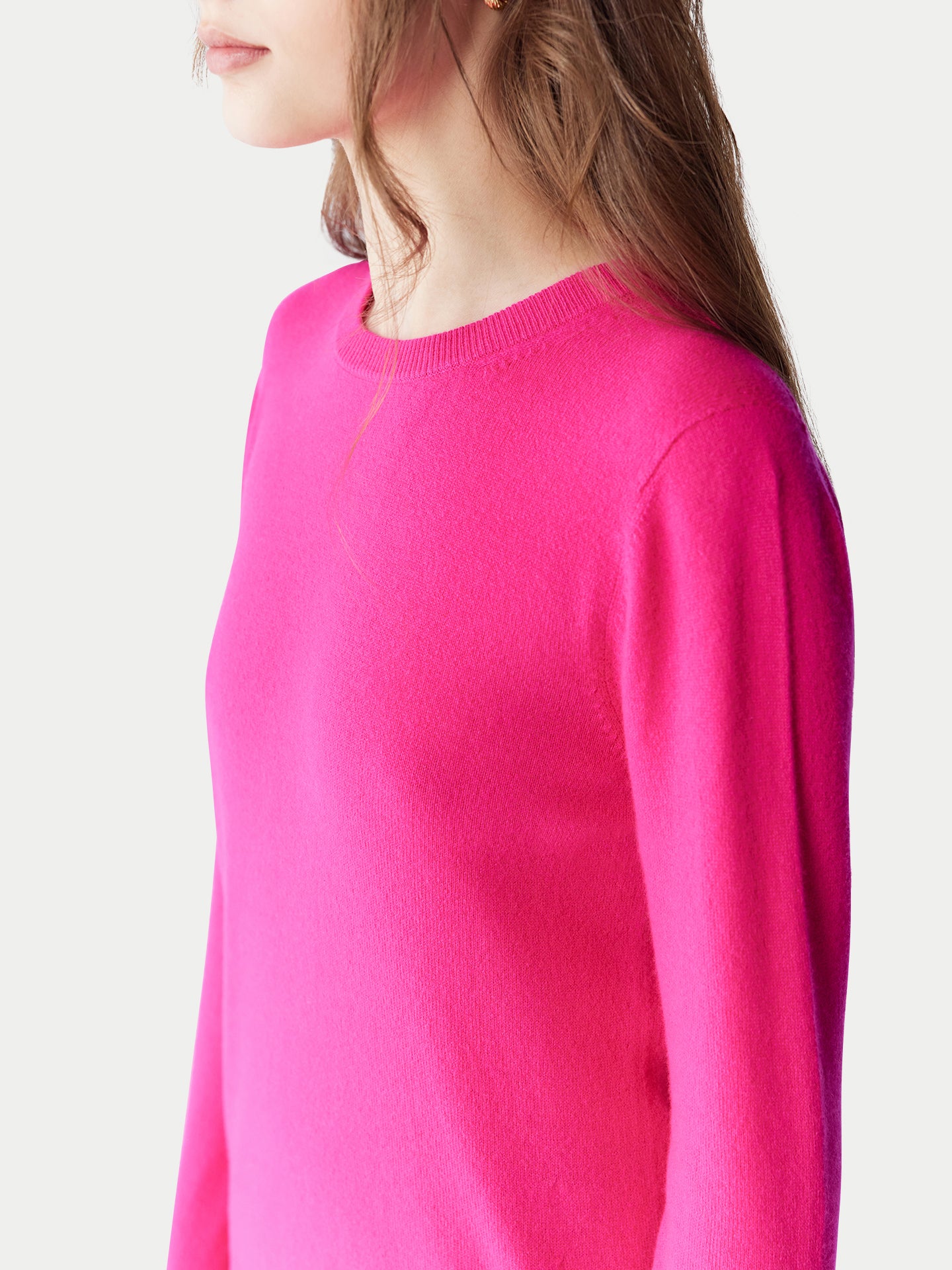 Basic R-Ausschnitt Kaschmirpullover