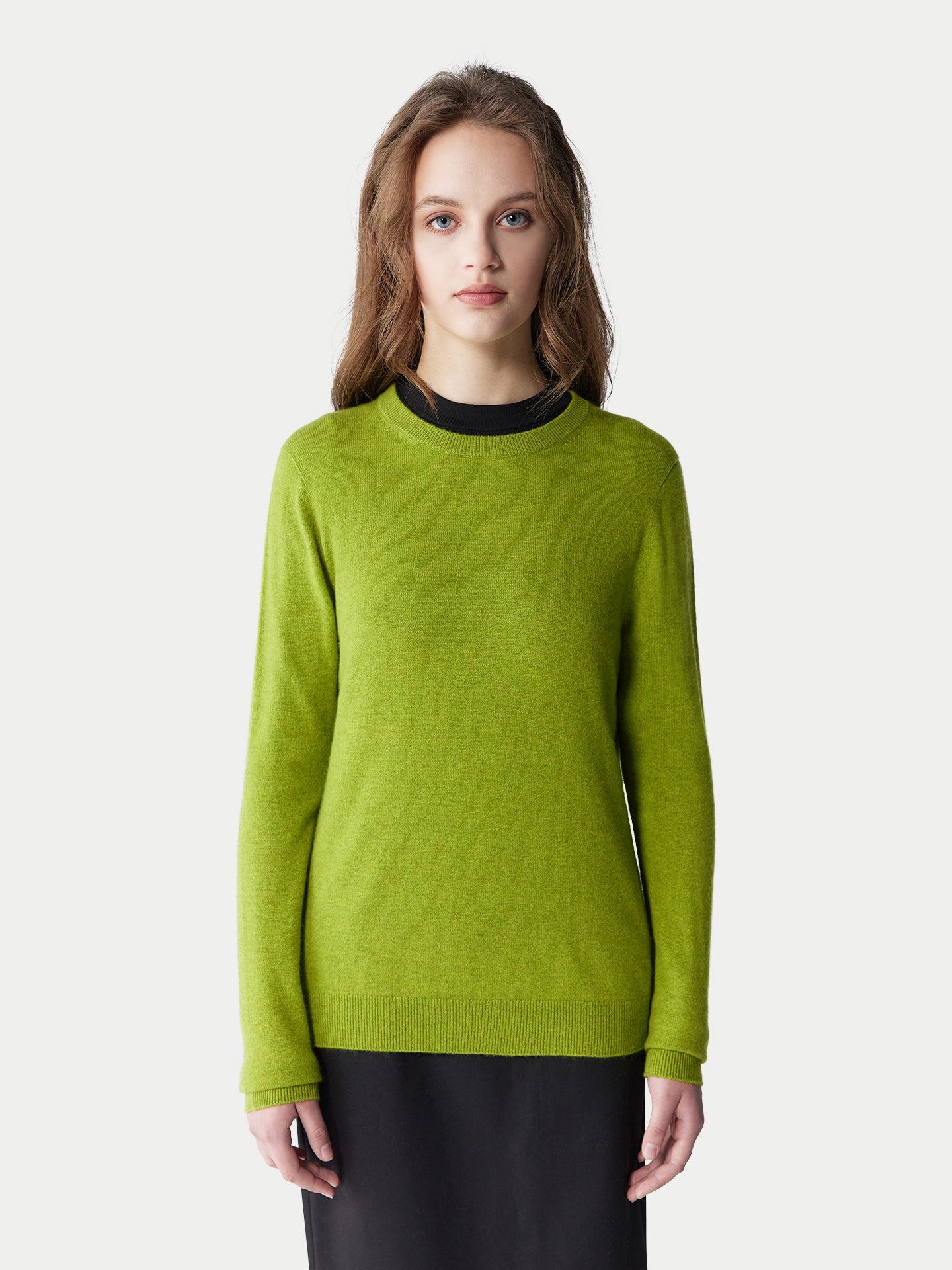 Basic R-Ausschnitt Kaschmirpullover