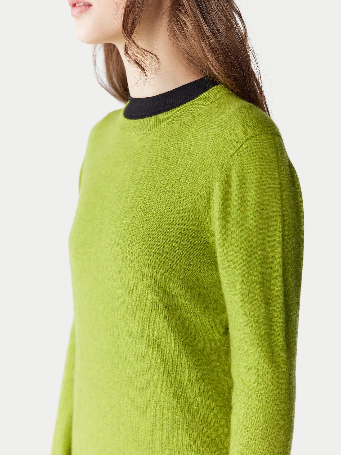 Basic R-Ausschnitt Kaschmirpullover