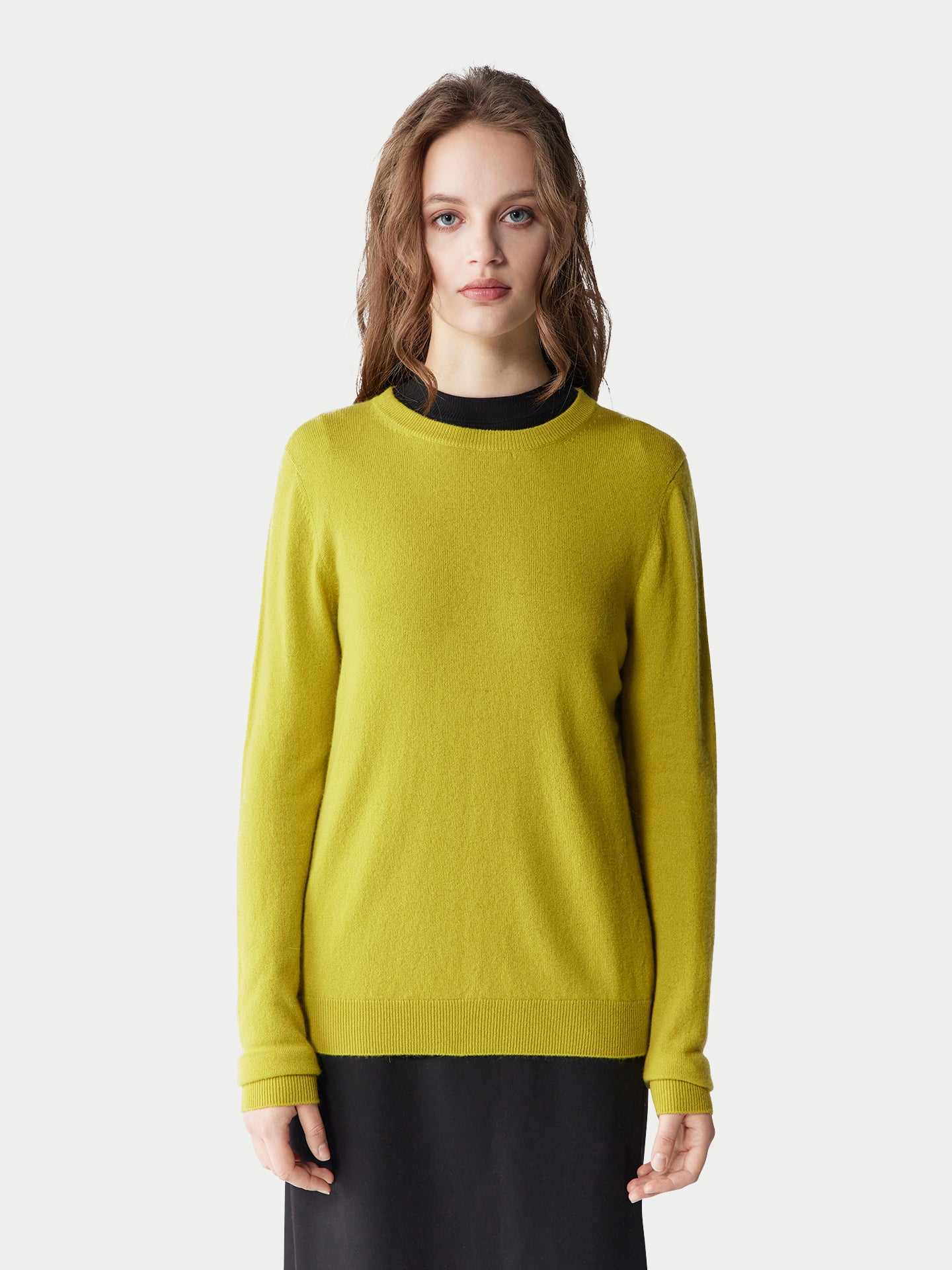 Basic R-Ausschnitt Kaschmirpullover