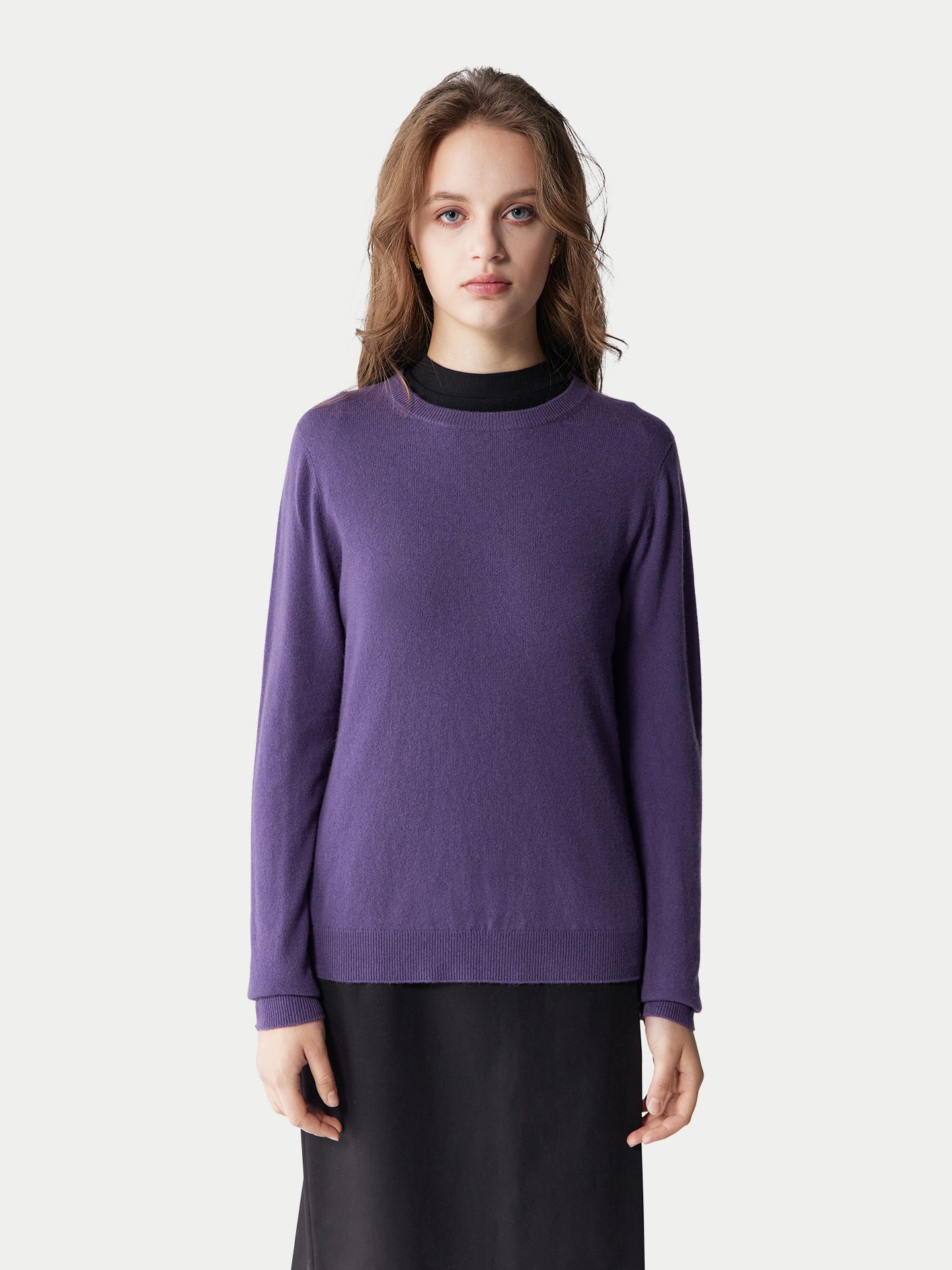 Basic R-Ausschnitt Kaschmirpullover