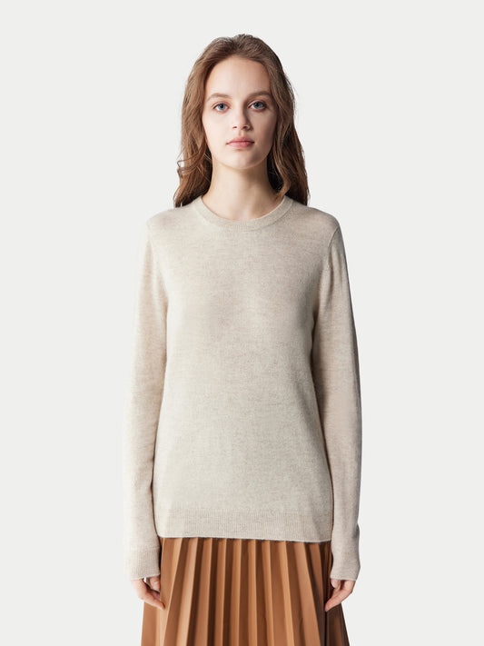 Basic R-Ausschnitt Kaschmirpullover