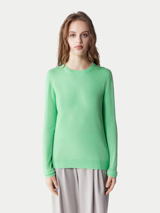 Basic R-Ausschnitt Kaschmirpullover