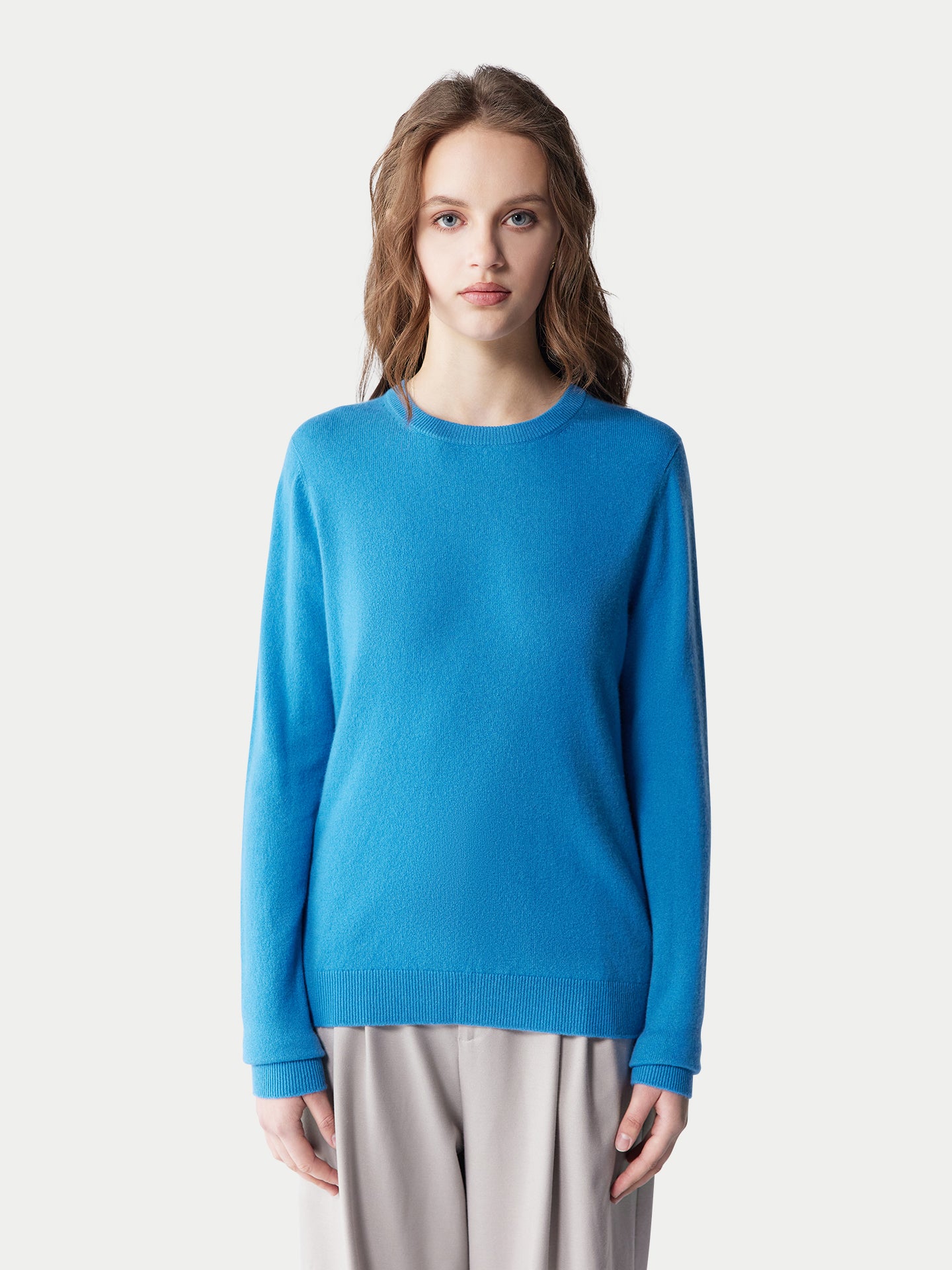 Basic R-Ausschnitt Kaschmirpullover