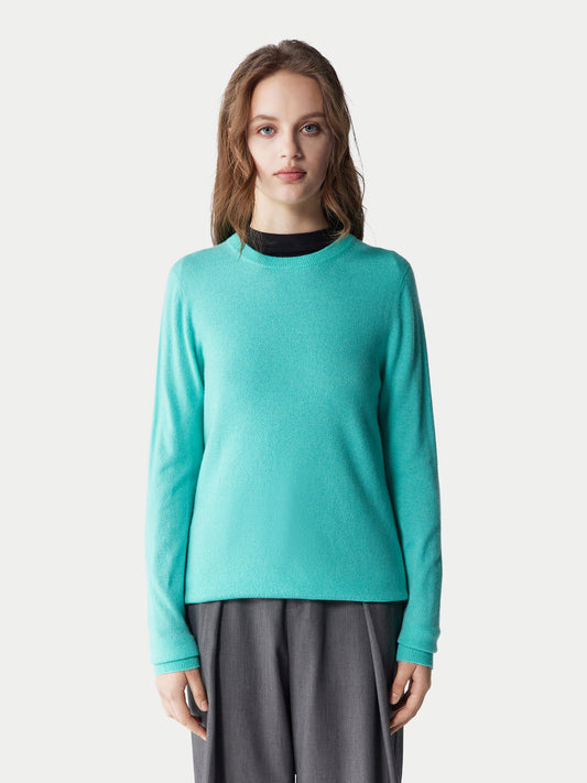 Basic R-Ausschnitt Kaschmirpullover