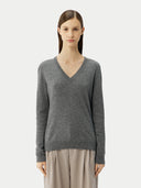 Damen V-Ausschnitt Pullover Dunkelgrau | GOBI Cashmere