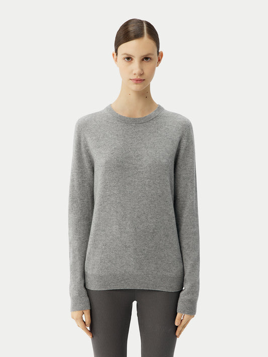 Basic R-Ausschnitt Kaschmirpullover