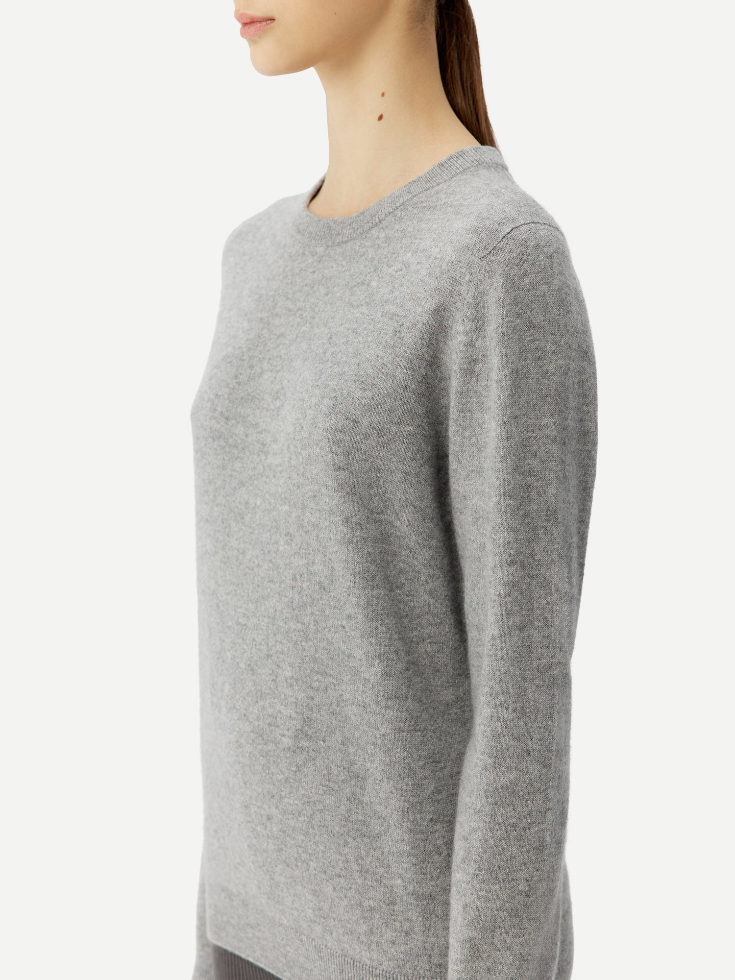 Basic R-Ausschnitt Kaschmirpullover