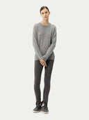 Basic R-Ausschnitt Kaschmirpullover Hellgrau - Gobi Cashmere