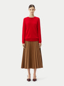 Basic R-Ausschnitt Kaschmirpullover Rot - Gobi Cashmere
