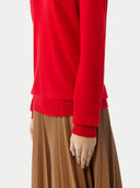 Basic R-Ausschnitt Kaschmirpullover Rot - Gobi Cashmere