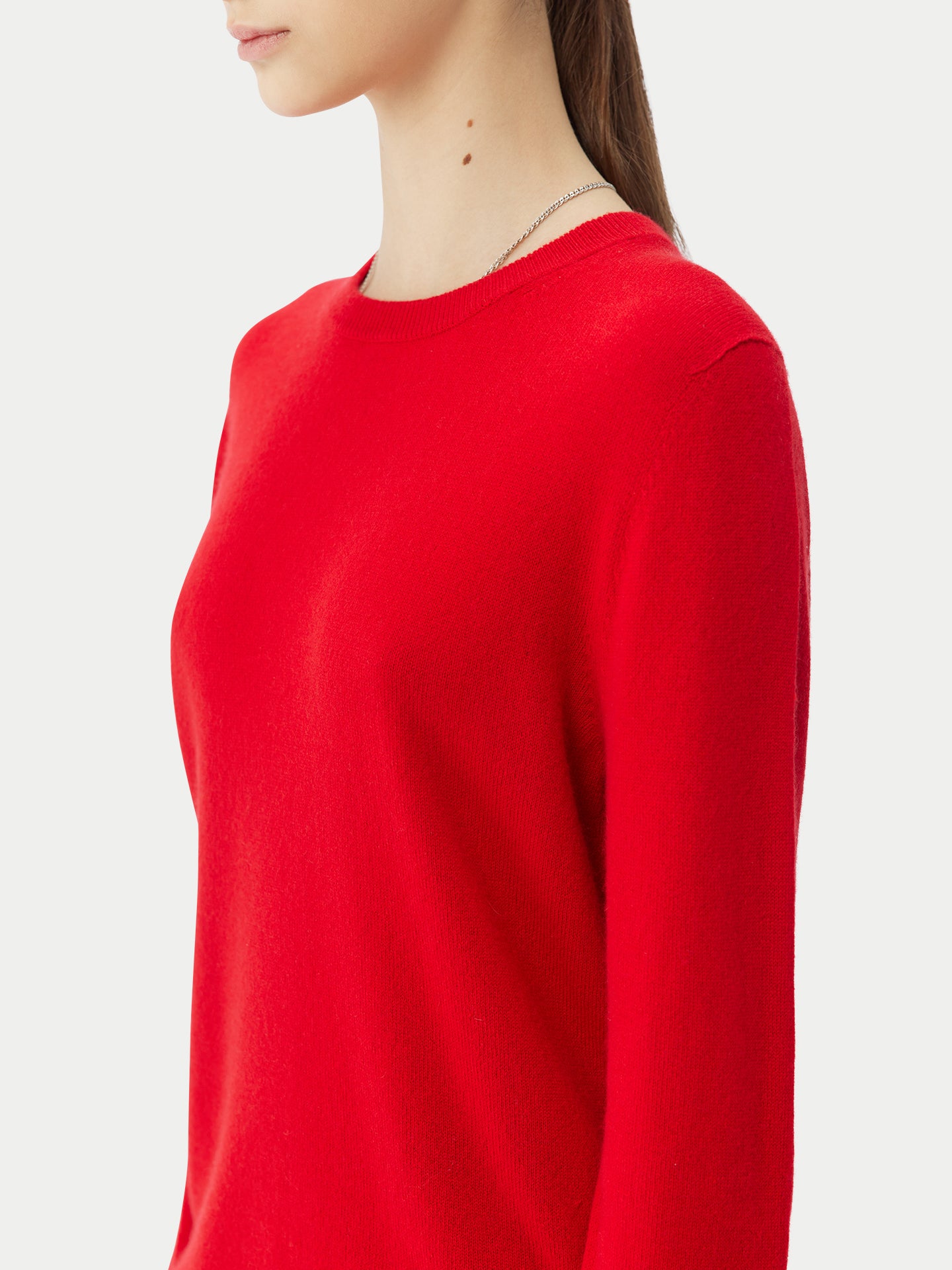 Basic R-Ausschnitt Kaschmirpullover