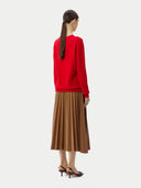 Basic R-Ausschnitt Kaschmirpullover Rot - Gobi Cashmere