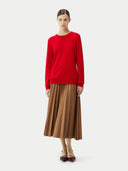 Basic R-Ausschnitt Kaschmirpullover Rot - Gobi Cashmere