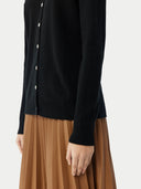 Damen R-Ausschnitt Strickjacke Knöpfen Schwarz | GOBI Cashmere