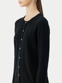 Damen R-Ausschnitt Strickjacke Knöpfen Schwarz | GOBI Cashmere