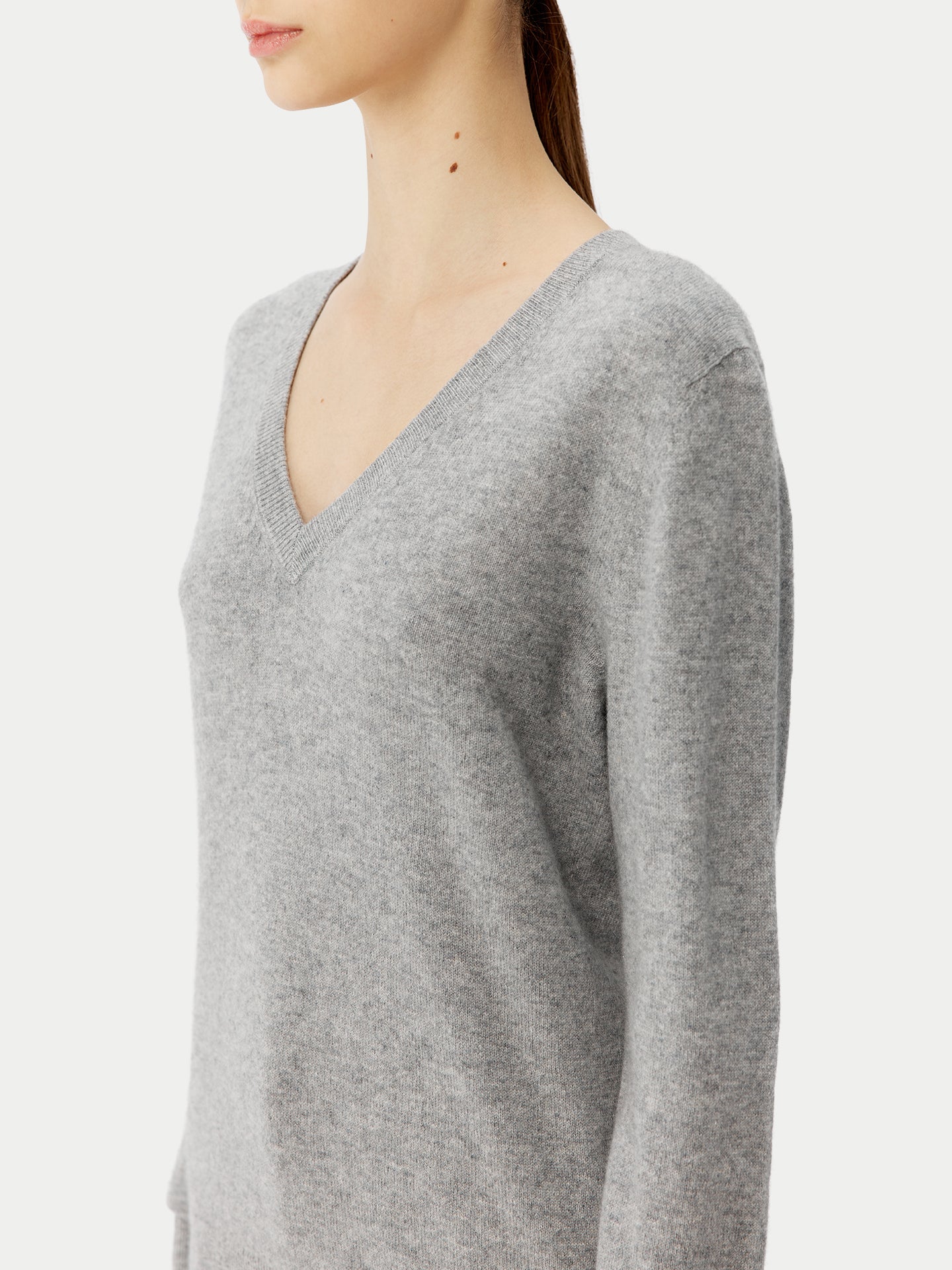 Basic V-Ausschnitt Kaschmirpullover