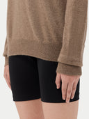 Damen Kaschmir Basic R-Ausschnitt Pullover Taupe - Gobi Cashmere