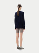 Damen Kaschmir Basic R-Ausschnitt Pullover Marineblau - Gobi Cashmere