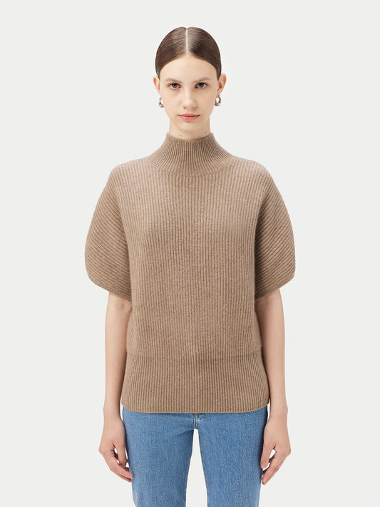Kurzärmeliger Rollkragenpullover aus Kaschmir