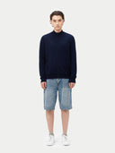 Herren Stehkragen Strickjacke Marineblau | GOBI Cashmere
