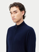 Herren Stehkragen Strickjacke Marineblau | GOBI Cashmere