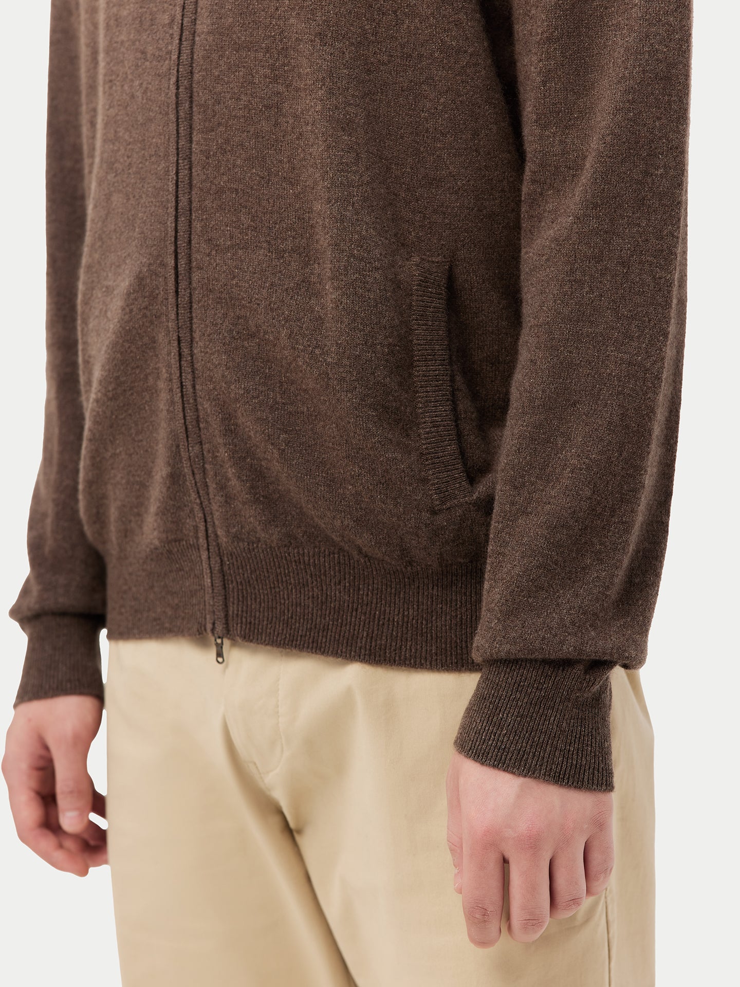 Herren Kaschmir Strickjacke Mit Reißverschluss Kakao - Gobi Cashmere