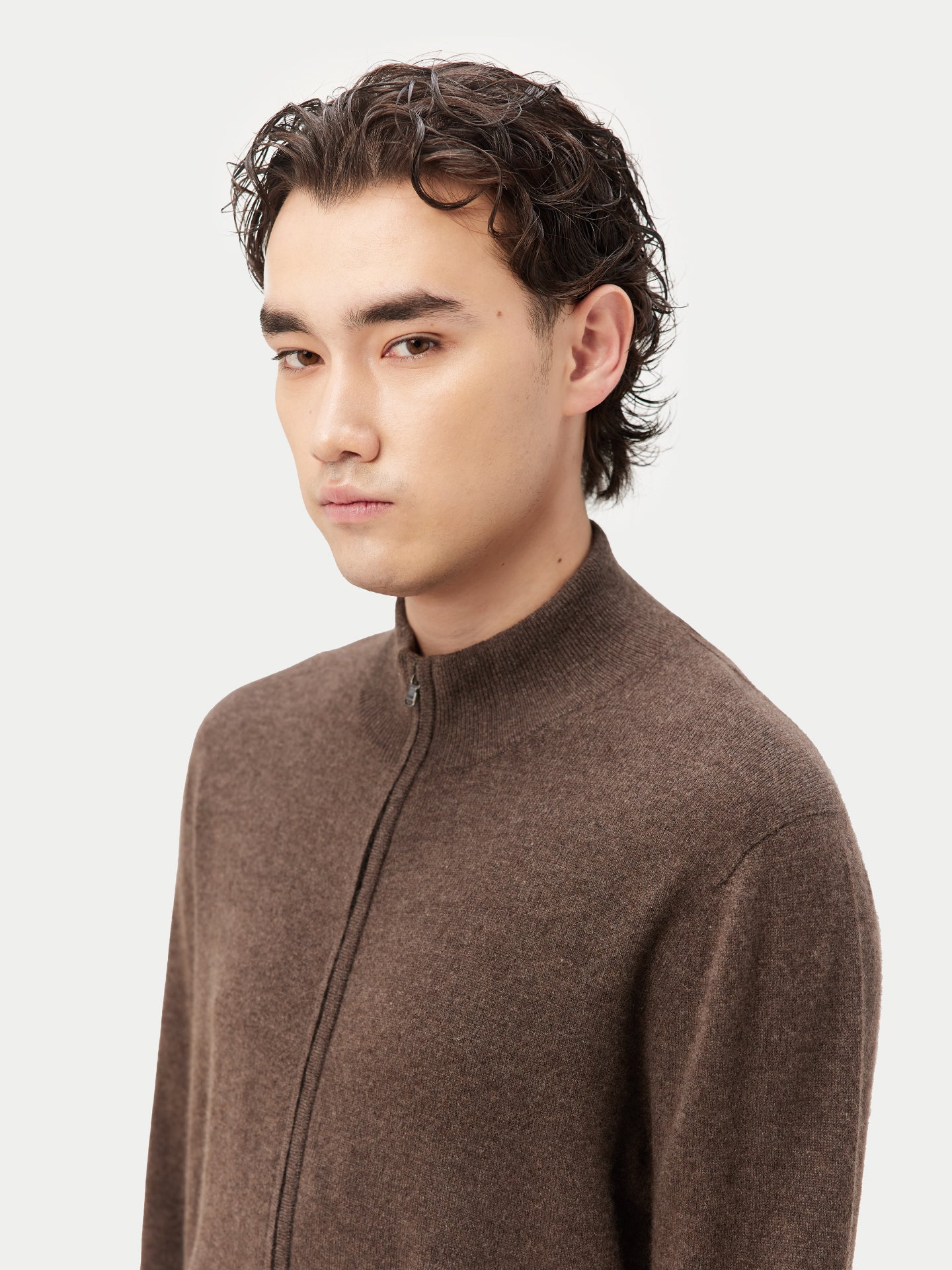 Herren Kaschmir Strickjacke Mit Reißverschluss Kakao - Gobi Cashmere