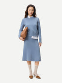 A-Linien Kaschmir-Strickrock Dusty Blue - Gobi Cashmere