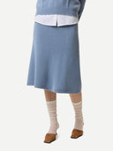 A-Linien Kaschmir-Strickrock Dusty Blue - Gobi Cashmere